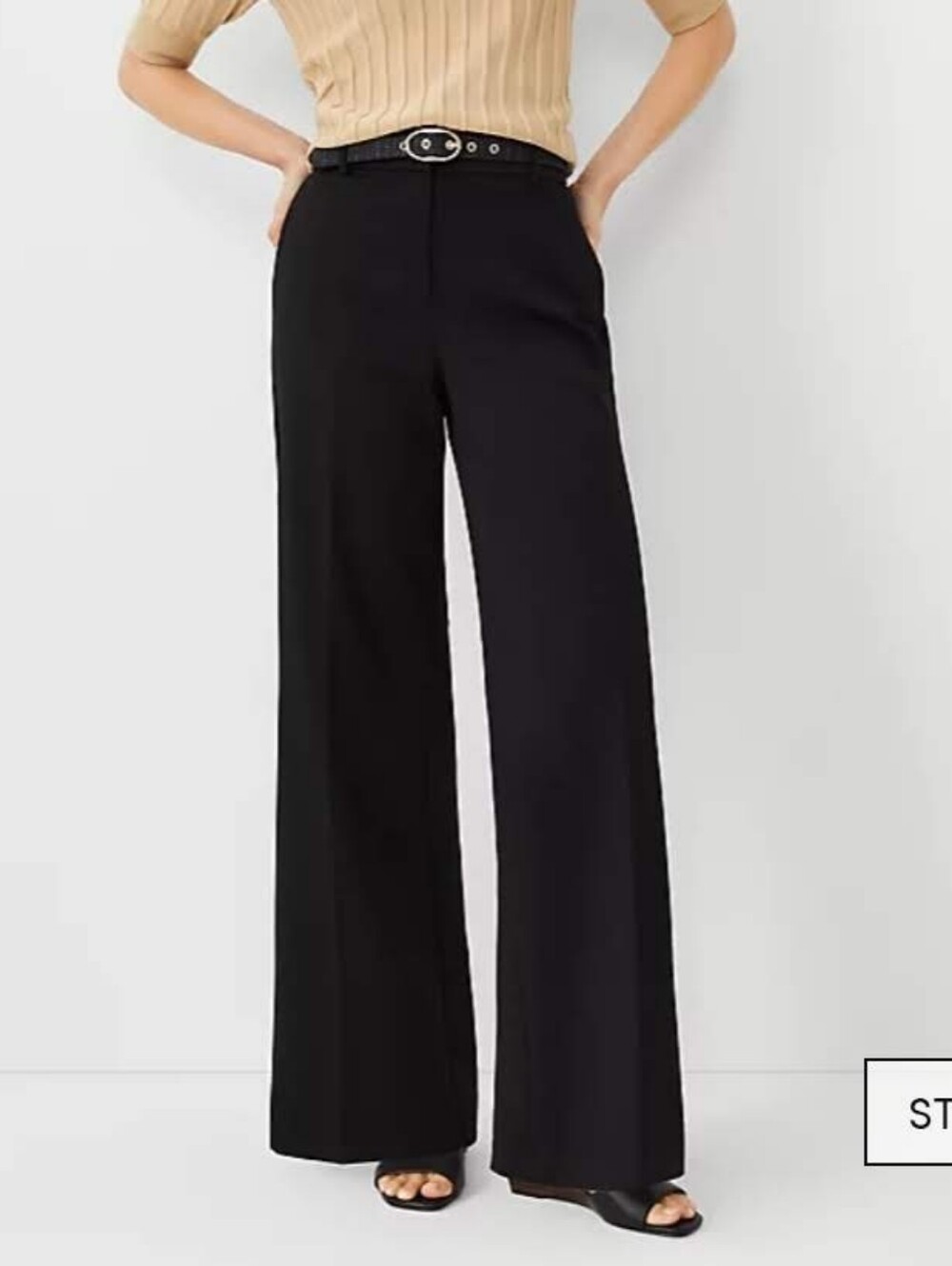 New ANN TAYLOR SUITING COLLECTION PANTS FLUID CREPE 18 CURVY BLACK